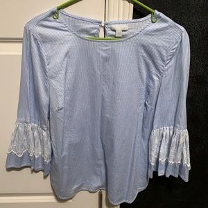 Women’s 3-quarter sleeve blue blouse